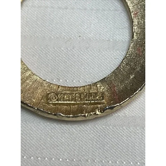 Vintage MAMSELLE Circle Gold Tone Wreath Brooch Pin - Picture 4 of 5